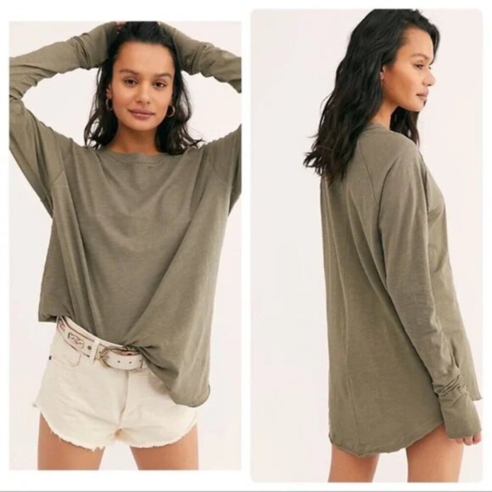 Free People Long Sleeve Olive Green Arden Tee